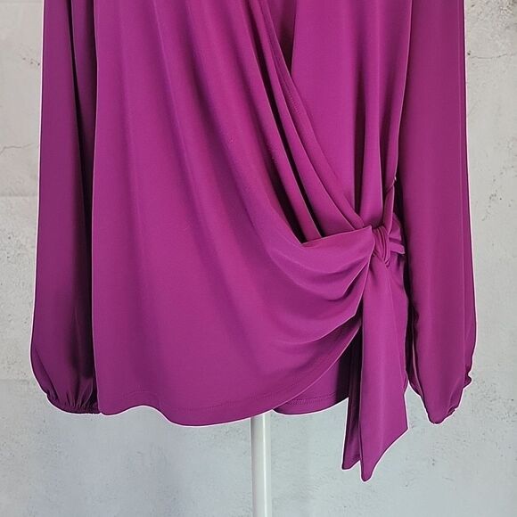 Alfani fuscia pink faux wrap blouse Women's Size S - Picture 3 of 12